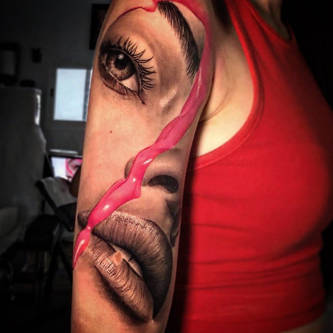 Tatuaje realista de hombro Estampado de mujer
