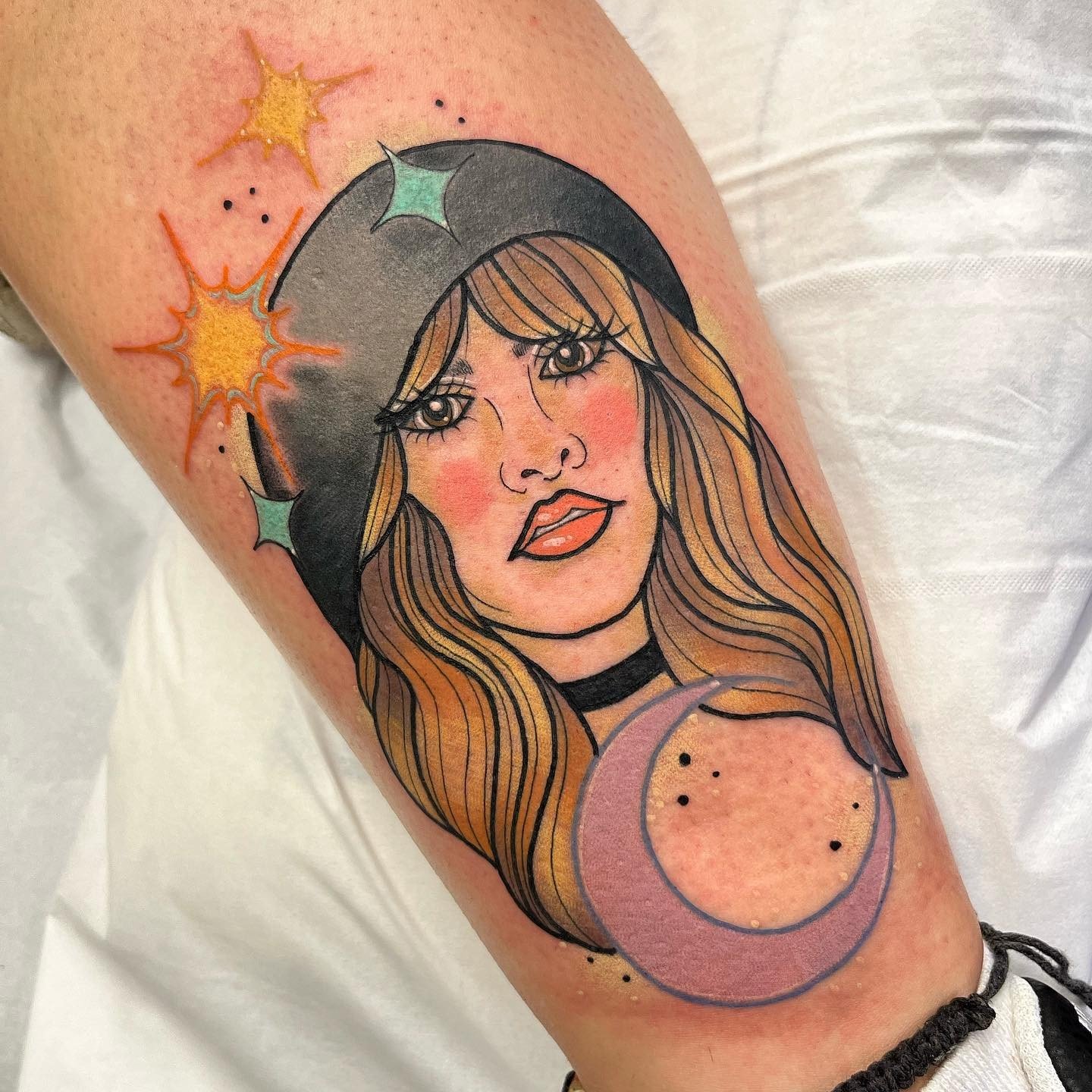 Dama Retrato Tatuaje de becerro