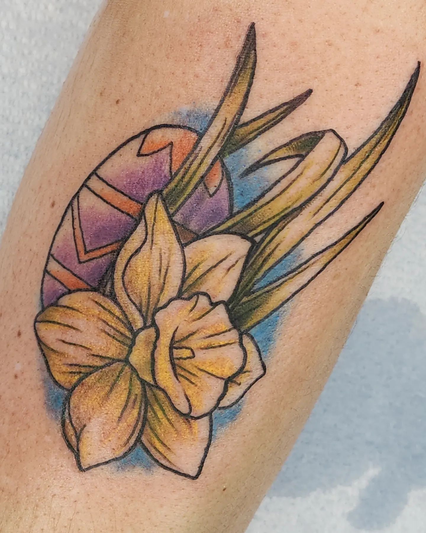 Impresión de tatuaje de narciso claro