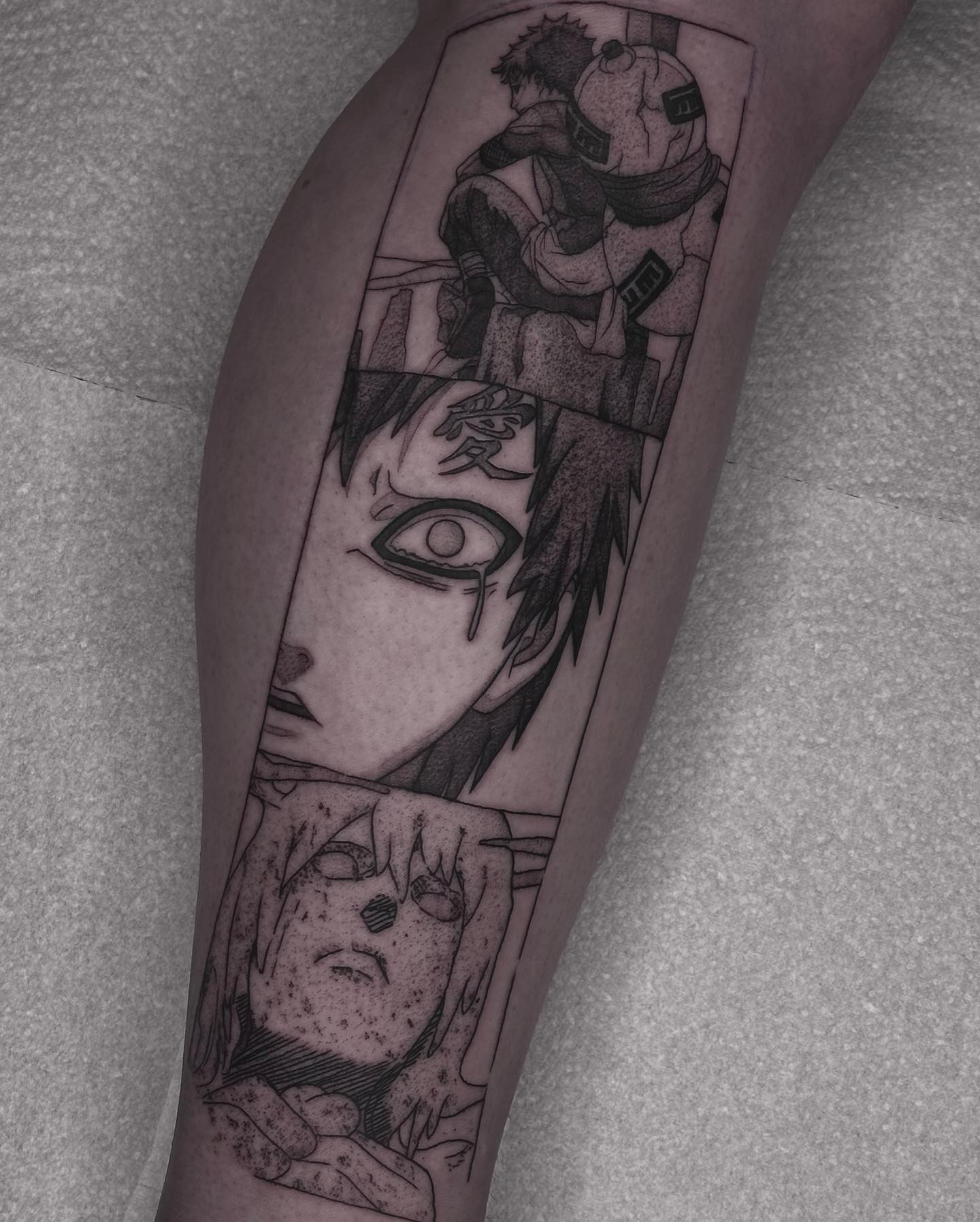 Tatuaje de Gaara con tinta negra impresa