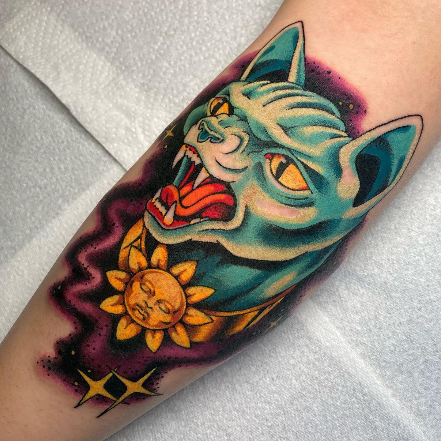 Tatuaje de Gatito de Bebé Colorido.