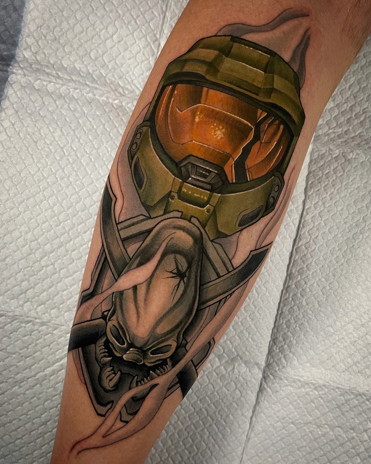 Tatuaje de ternero de soldado para hombres