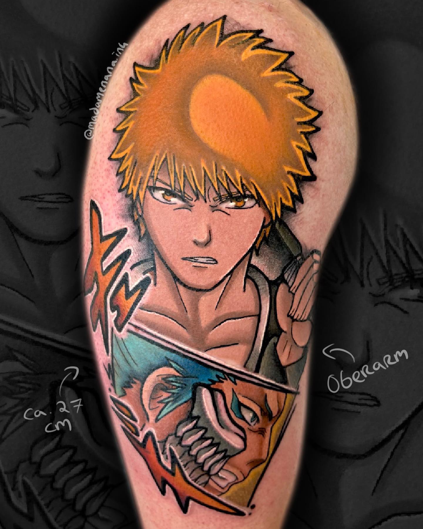 Brazo Negro de Ichigo Forma Hueca en el Anime Bleach Tatuaje