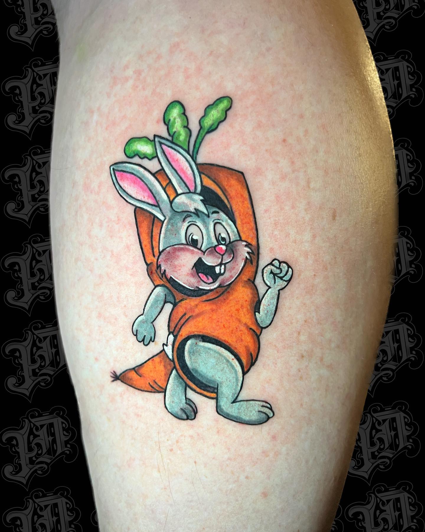 Conejito y Zanahoria Tatuaje Divertido