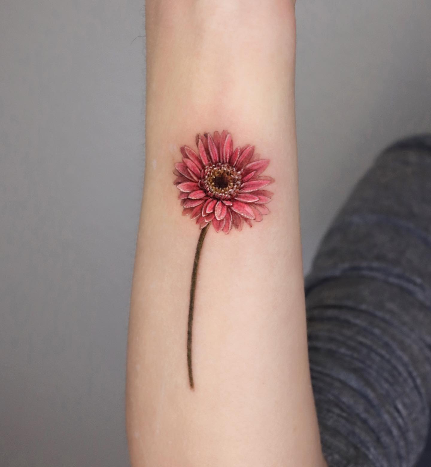 Tatuaje de margarita rosa claro