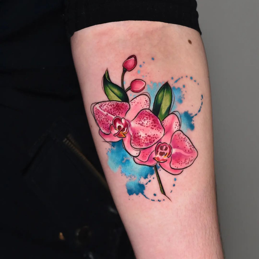 Tatuaje retro y fresco de orquÃdea