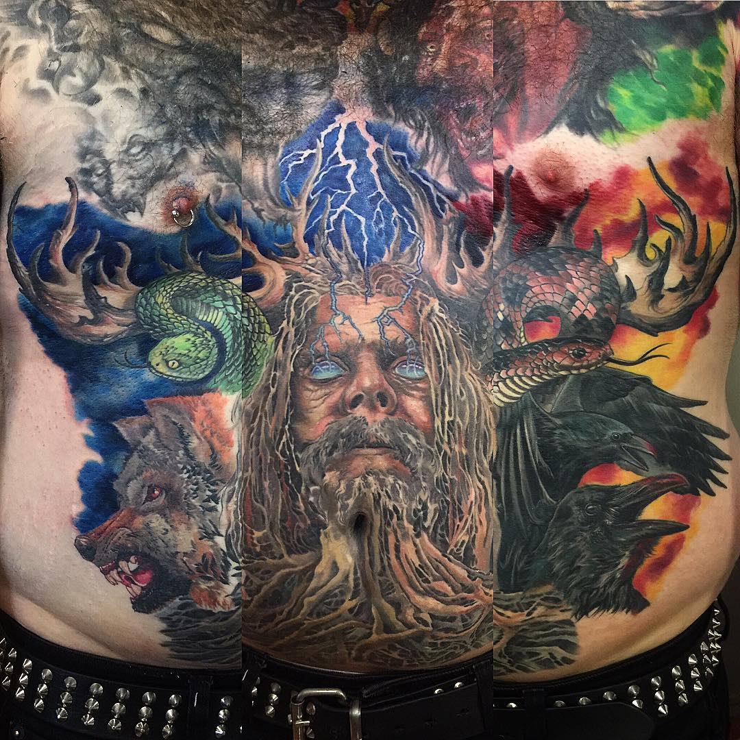 Cofre colorido Tatuaje de Fenrir
