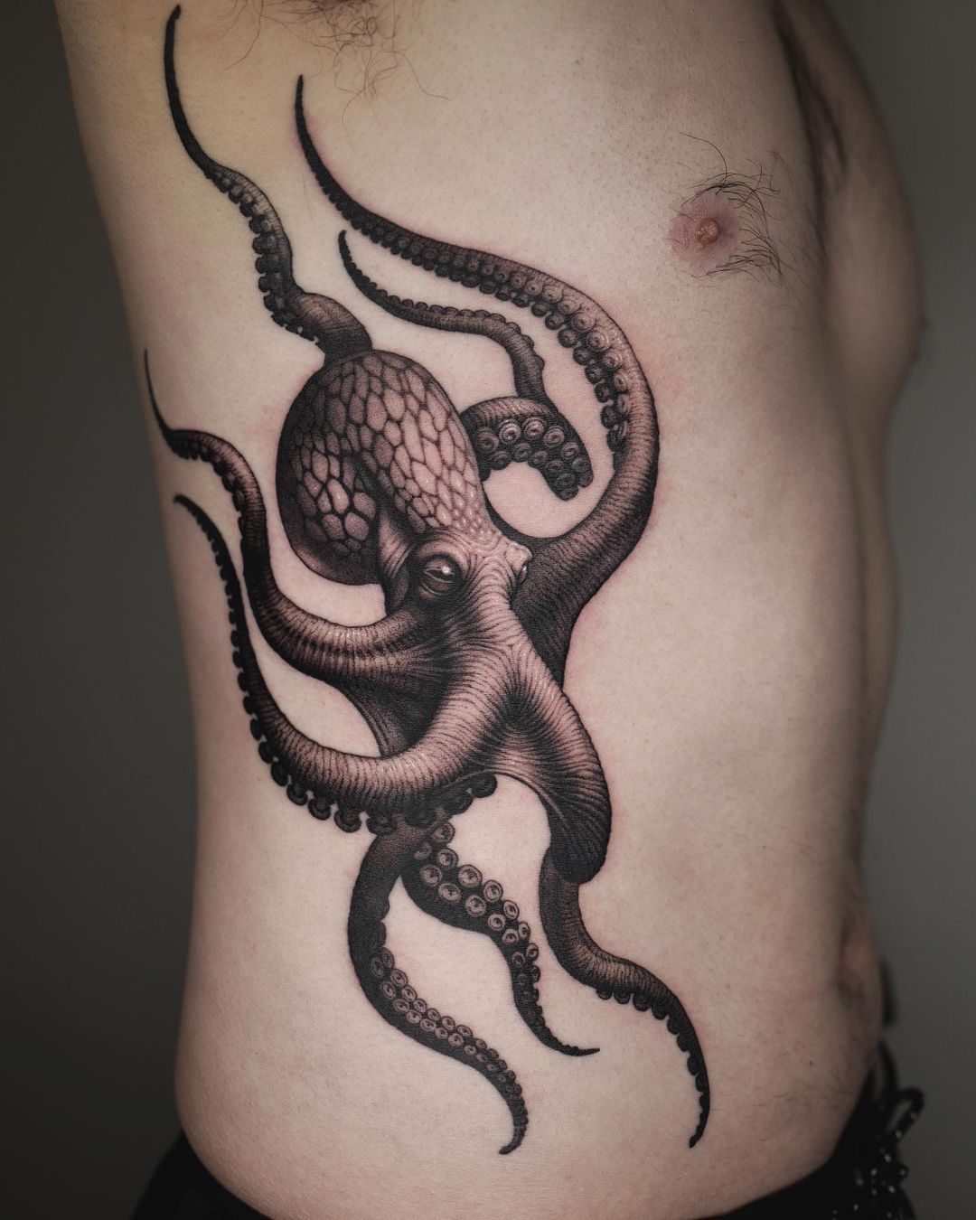 Costillas de lado Tatuaje de pulpo