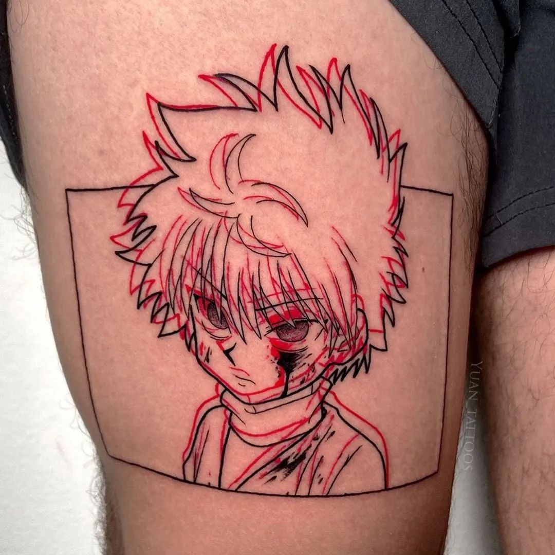 Tatuaje de Killua con muslo gigante
