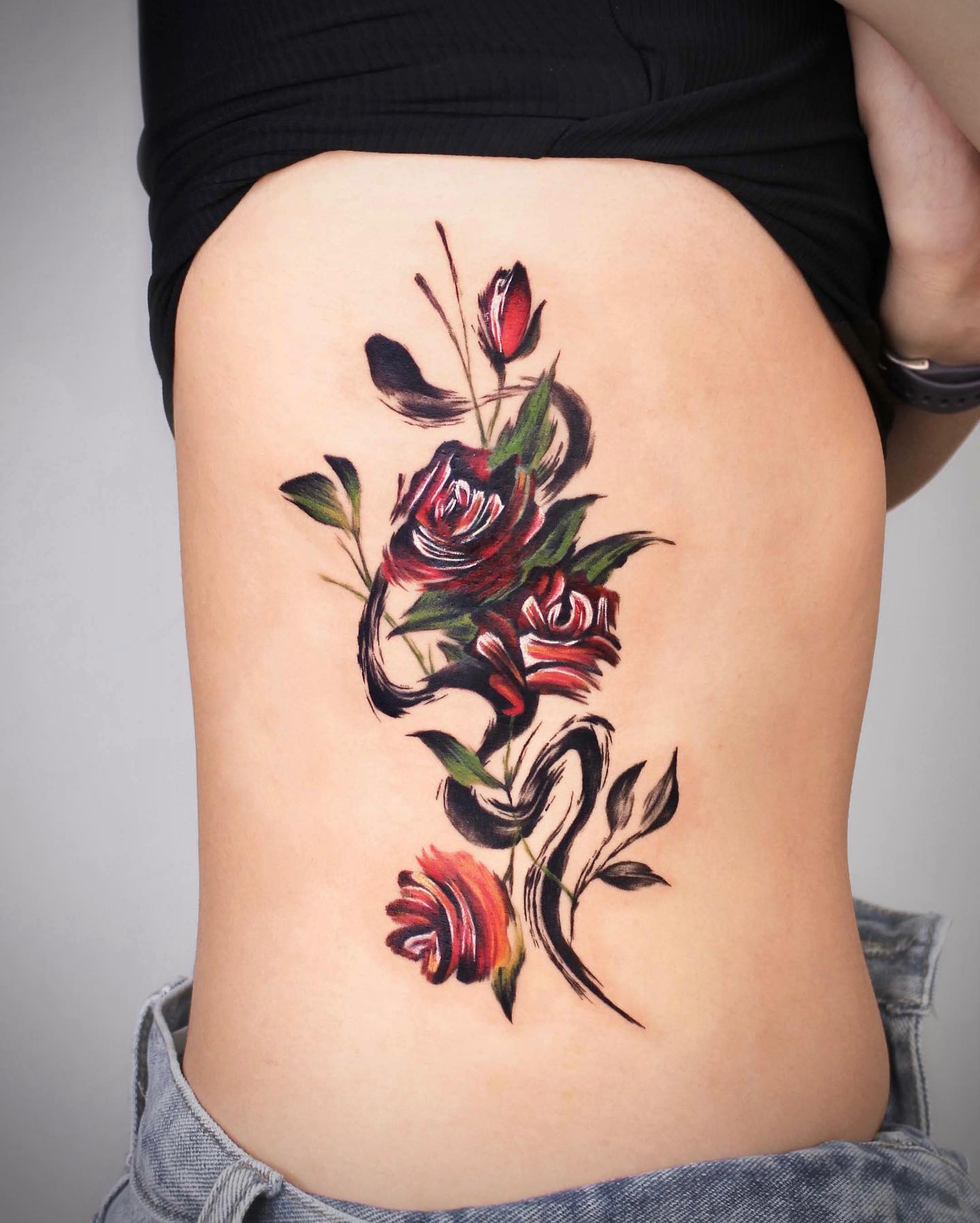 Tatuaje de costilla de lado de rana
