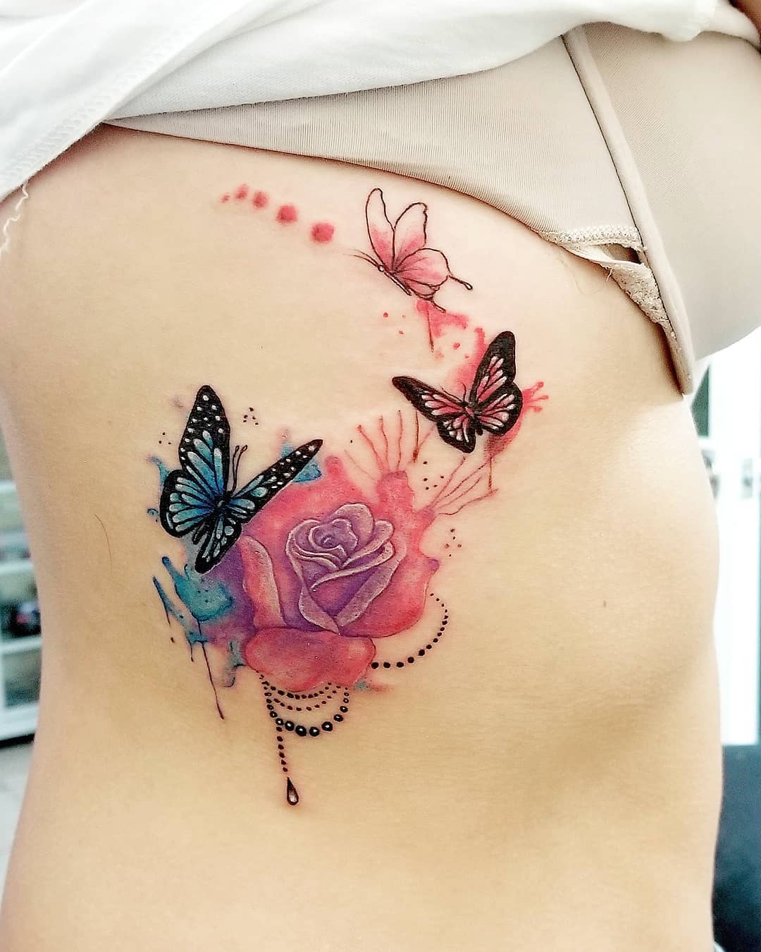 Tatuaje de costilla lateral del Árbol de la Vida