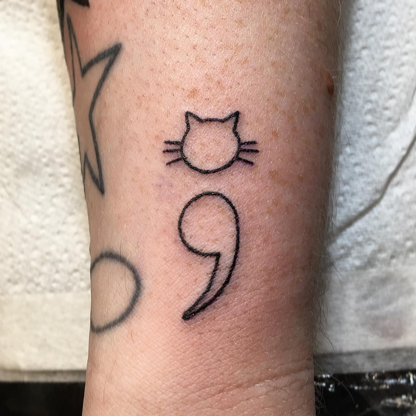 Tatuaje de Punto y Coma, Impresión de Gato