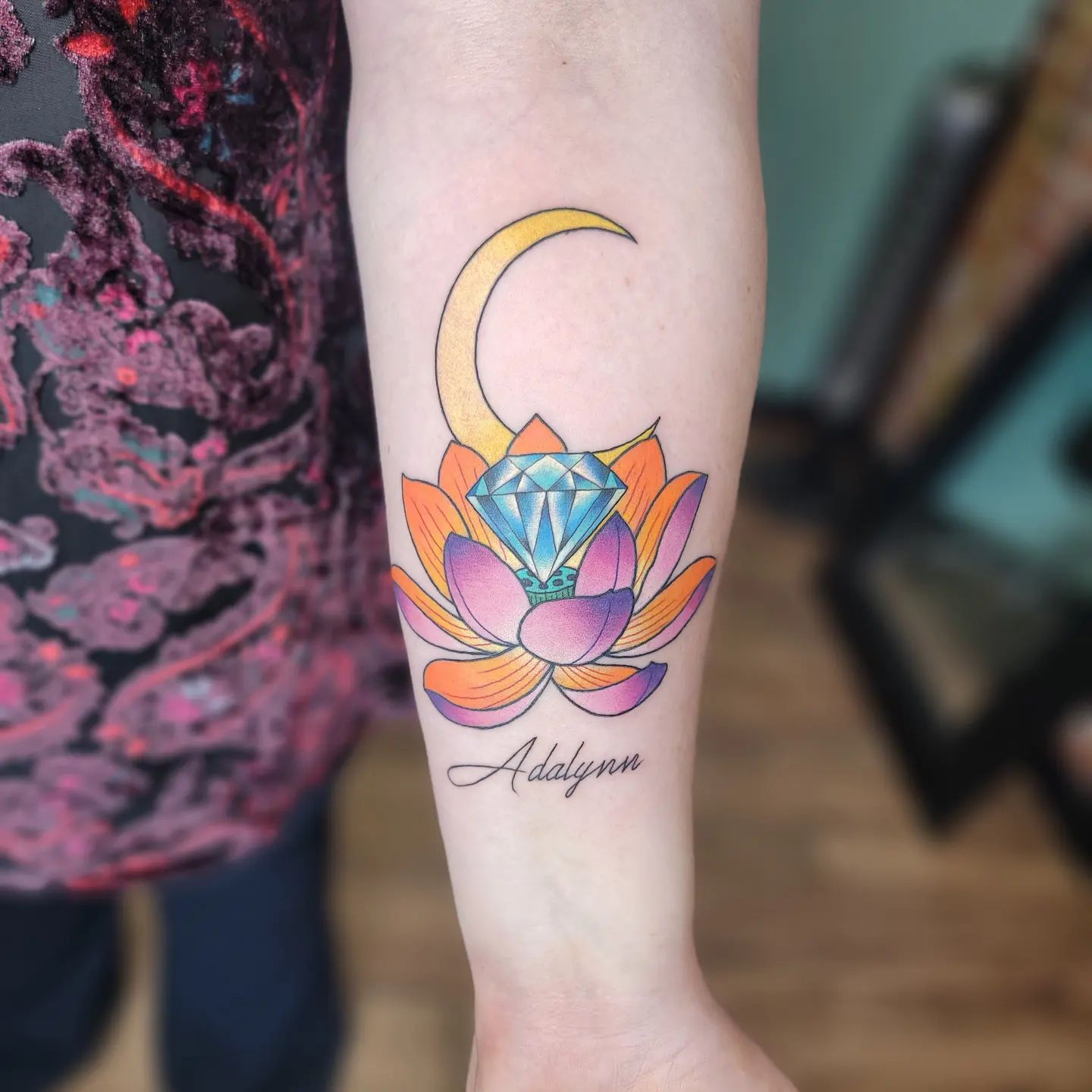 Tatuaje impreso de Flor de Loto mítica