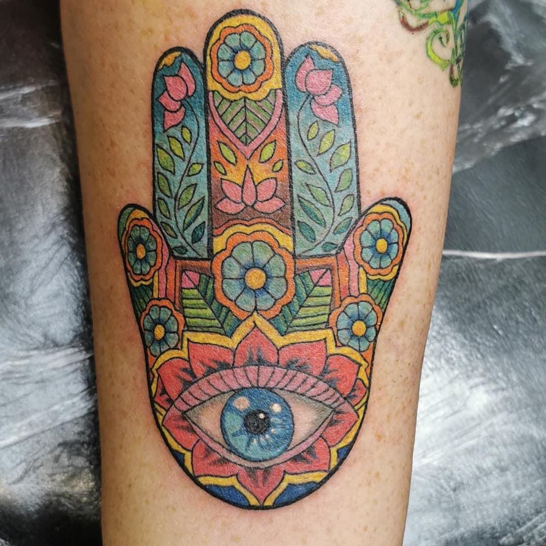 Artsy Retro Hamsa Tatuaje