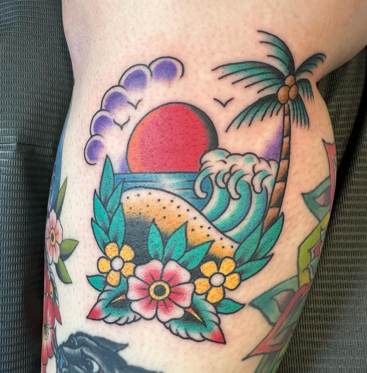 Tatuaje de palmera alegre