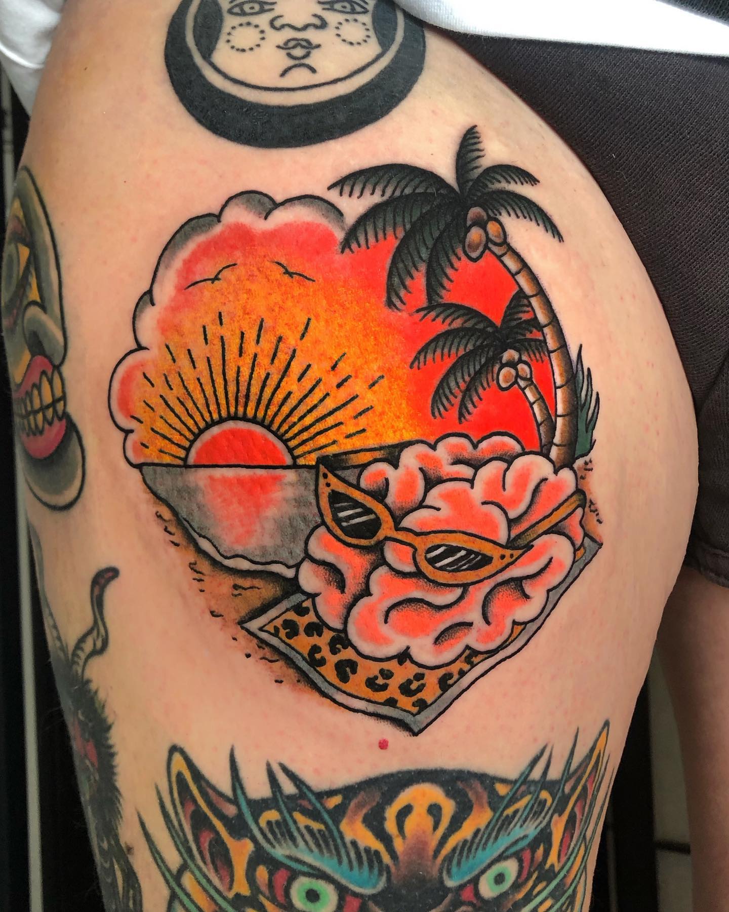 Tatuaje de palmera de la vieja escuela