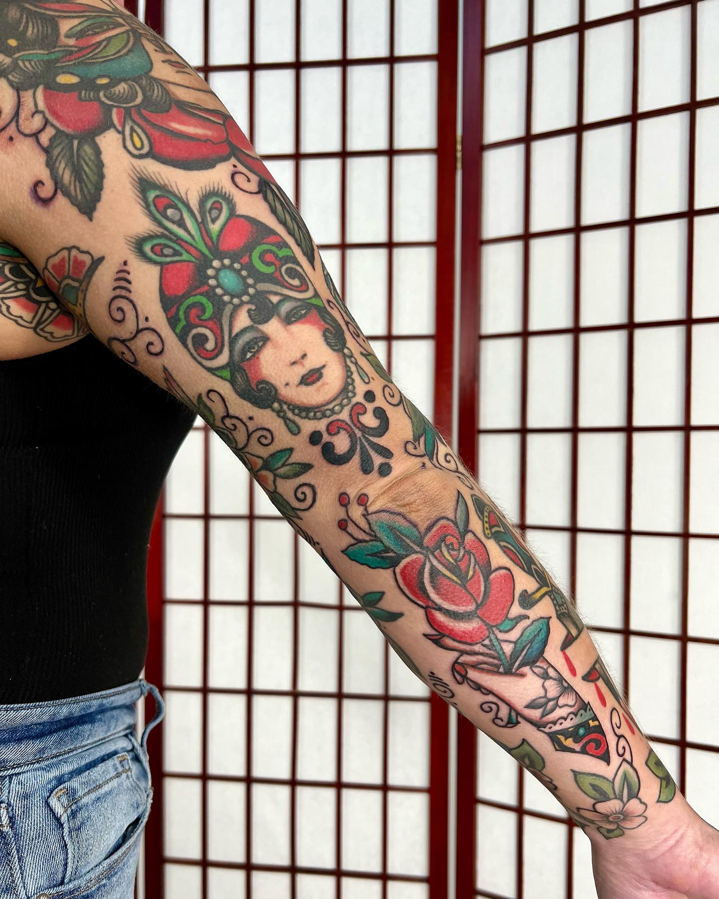 Tatuaje de retazos tradicional americano
