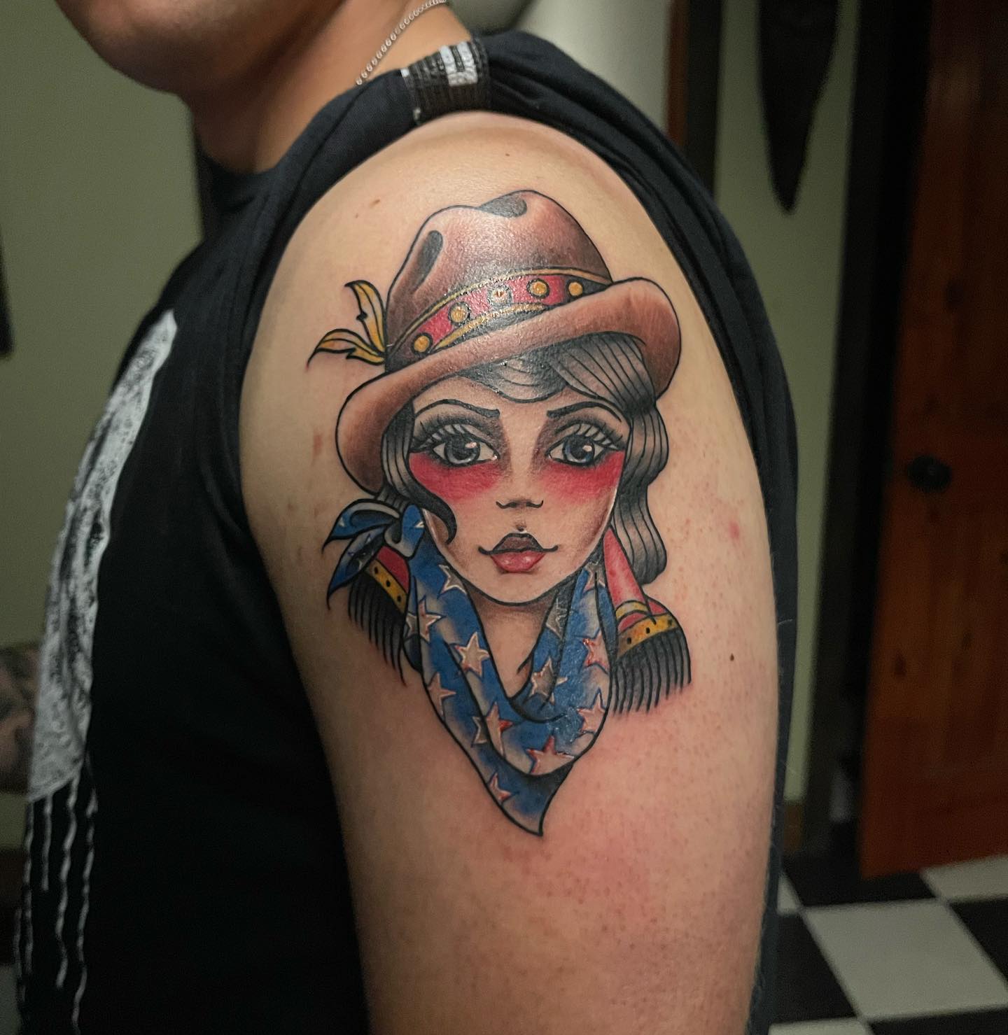 Hombro de vaquero Tatuaje tradicional americano
