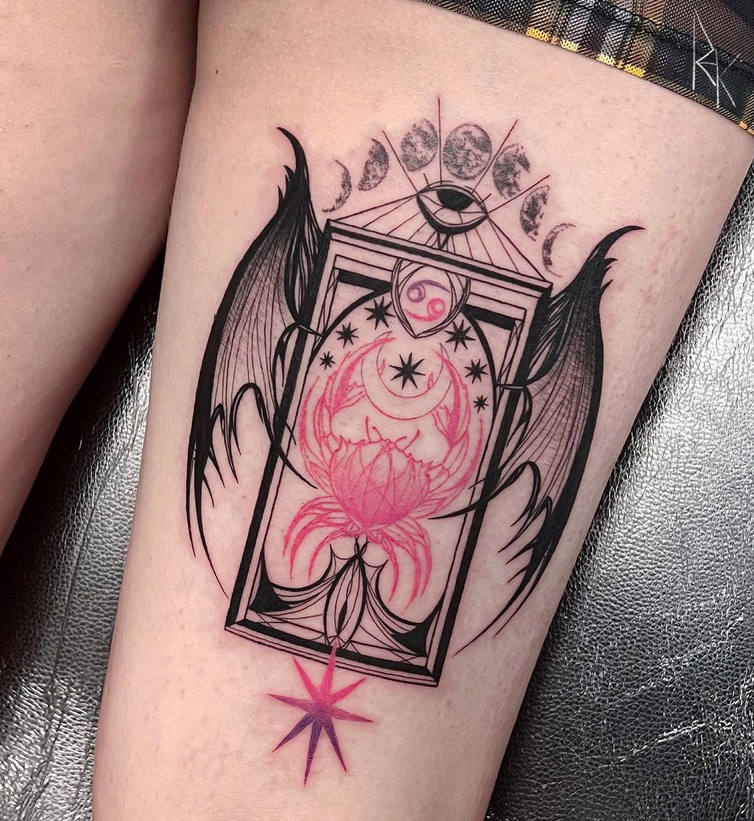 Tatuaje en la pierna único de cáncer