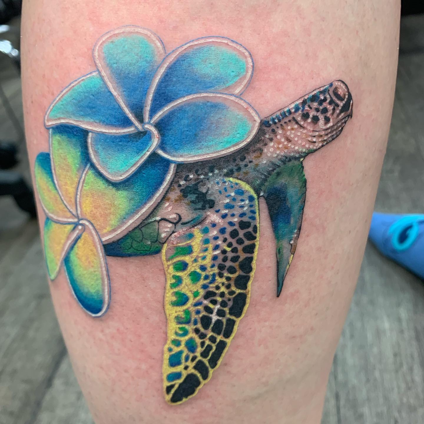 Diseño de tortuga marina floral.