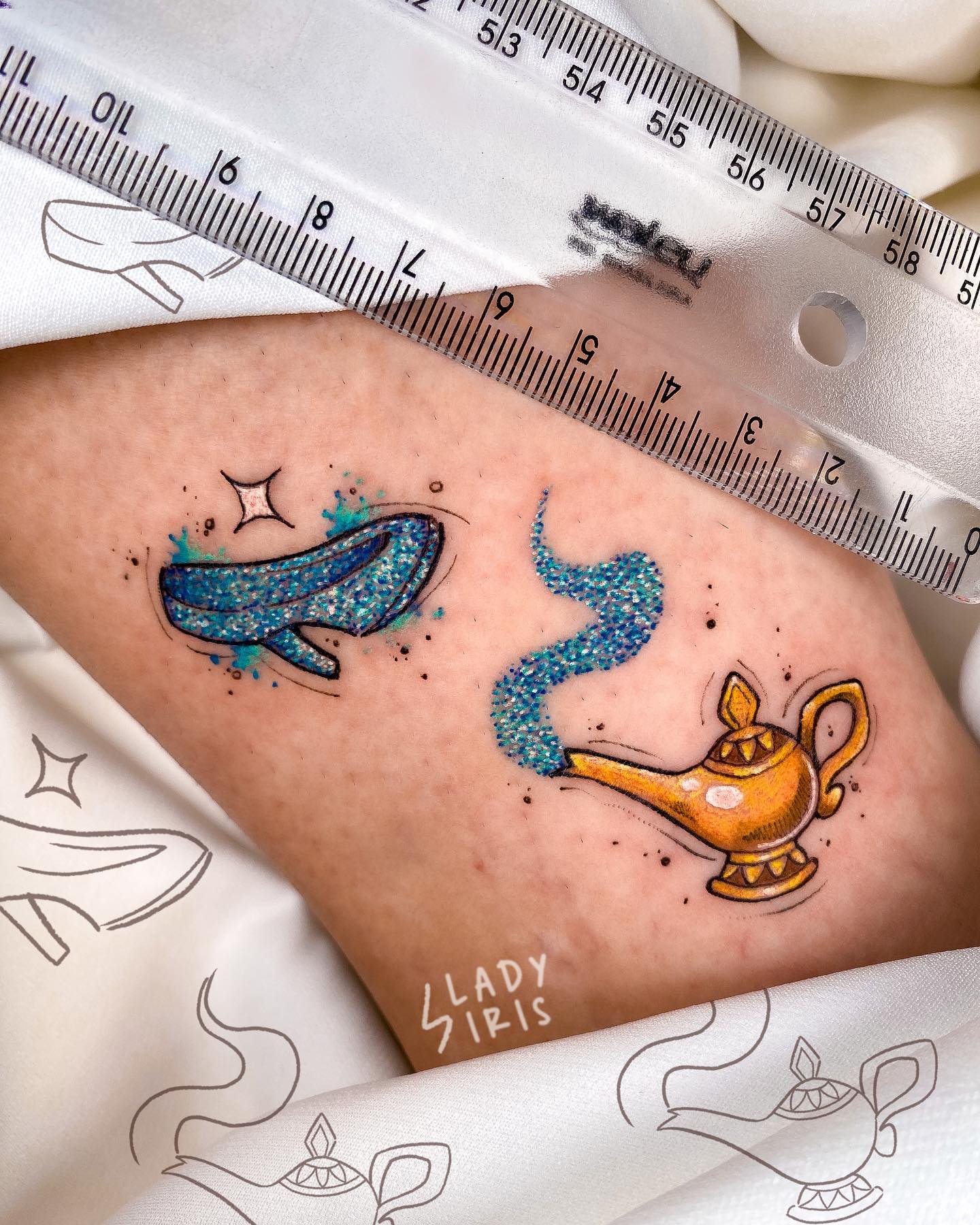 Lámpara mágica Tatuaje de purpurina