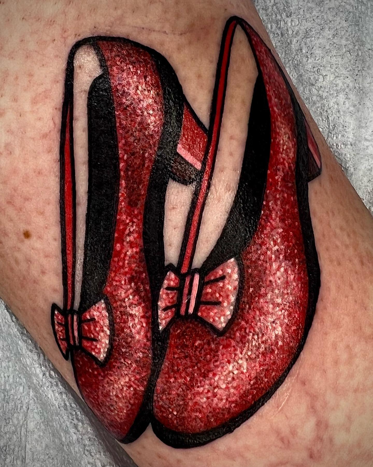 Tacones Rojos Tatuaje de Purpurina