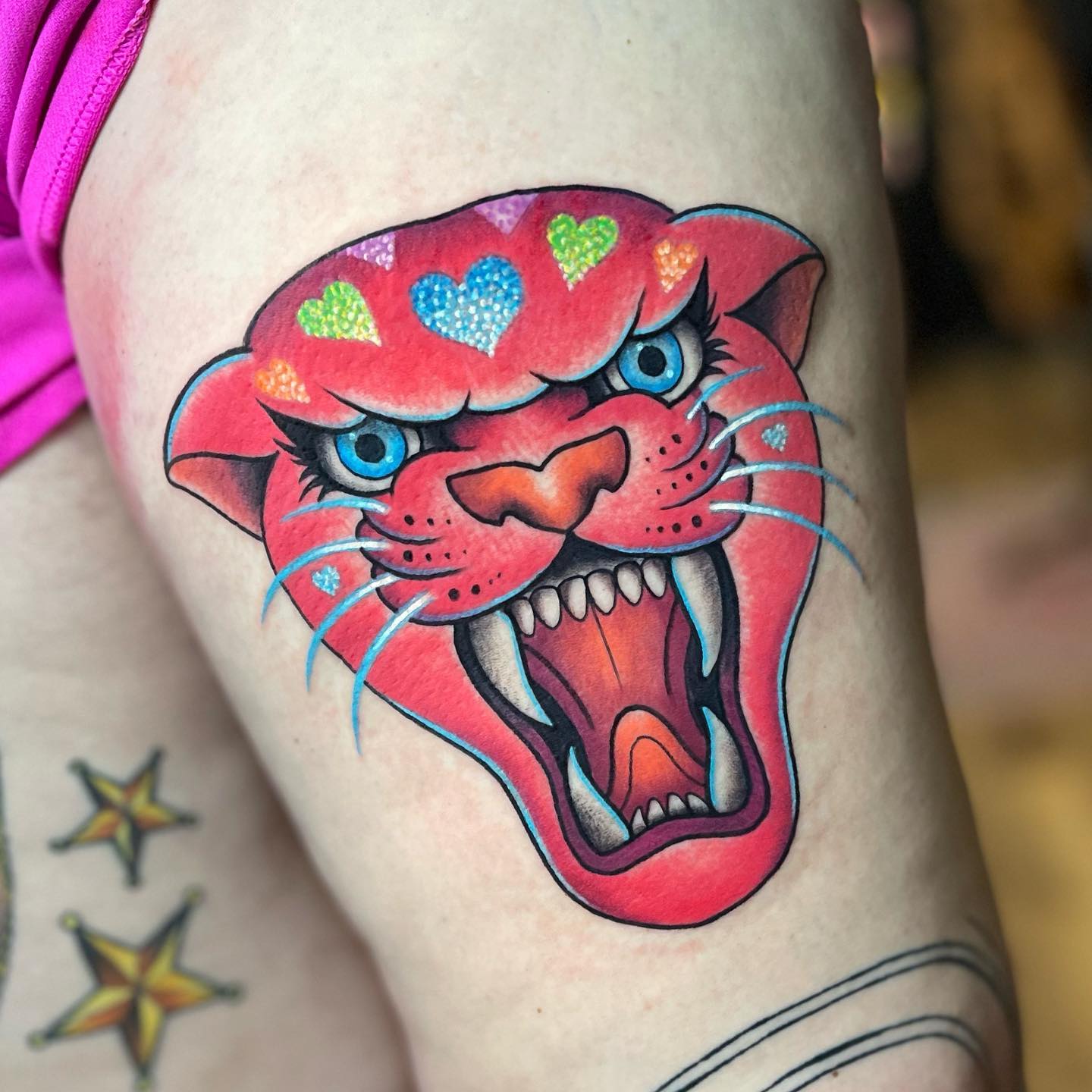 Tatuaje de Glitter Puma Rosa