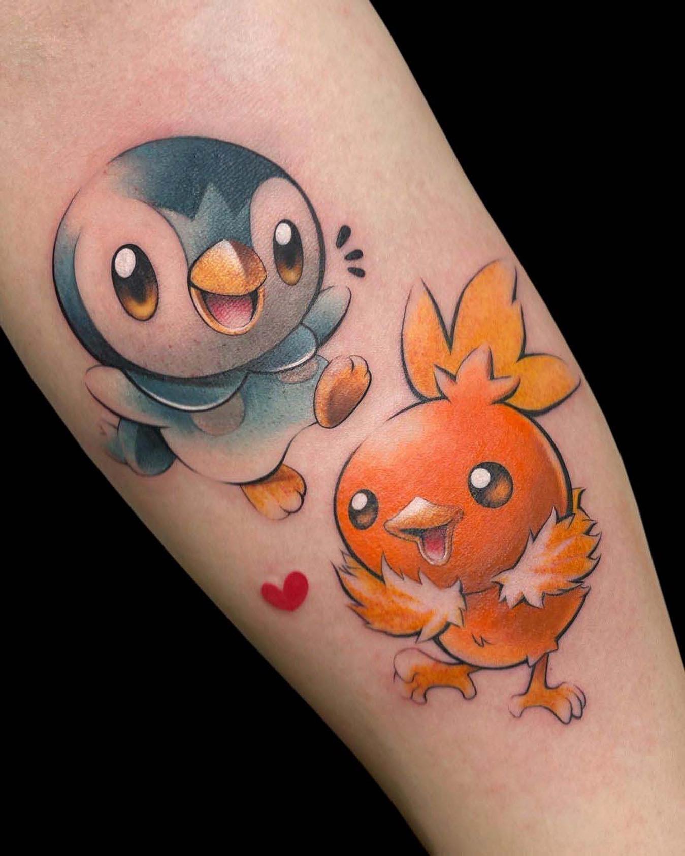 Tatuaje de Piplup y Torchic