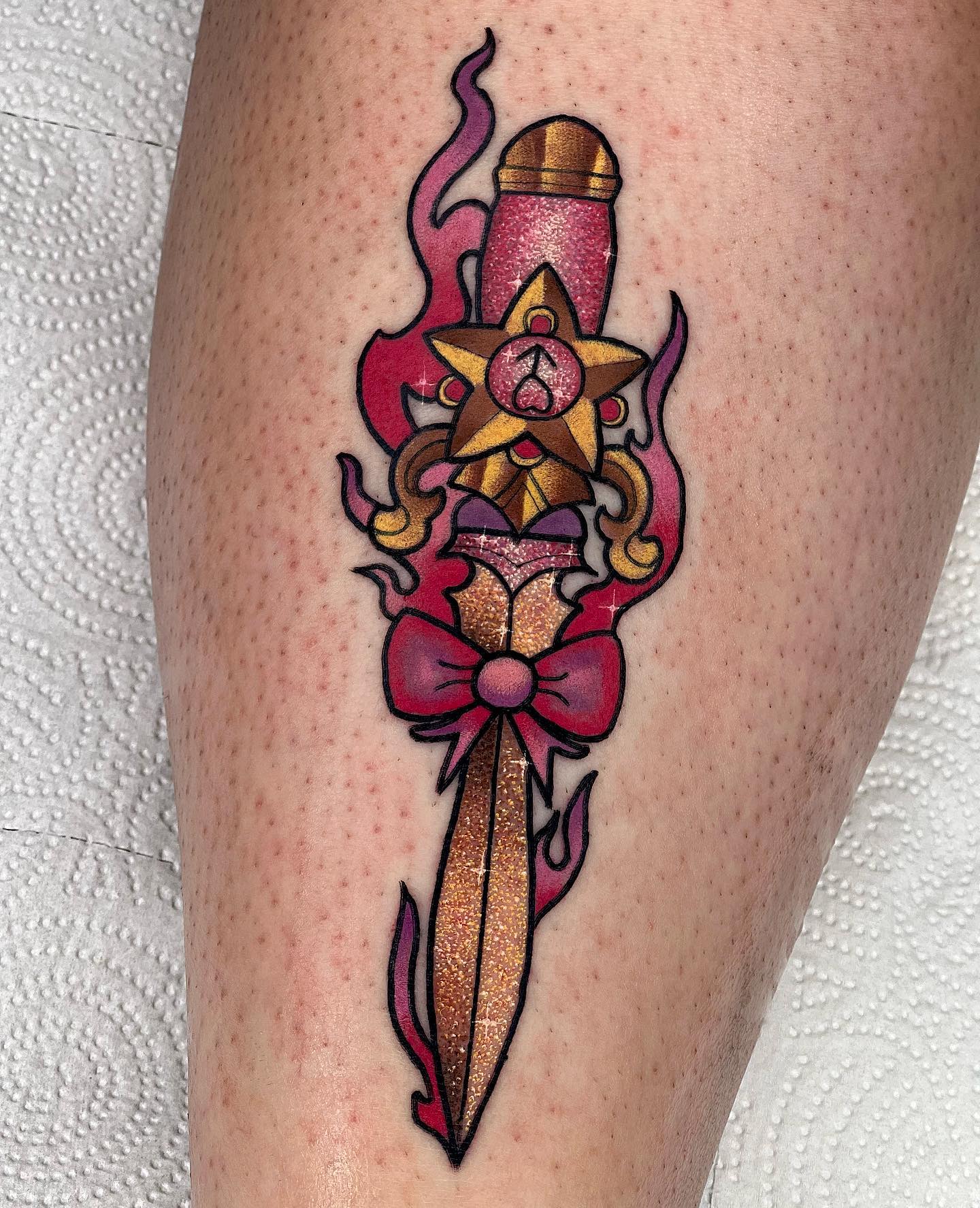 Tatuaje de purpurina rosa