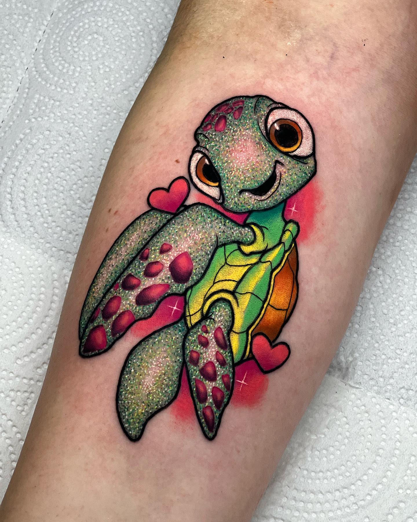 Tatuaje de Tortuga Lindo con Purpurina