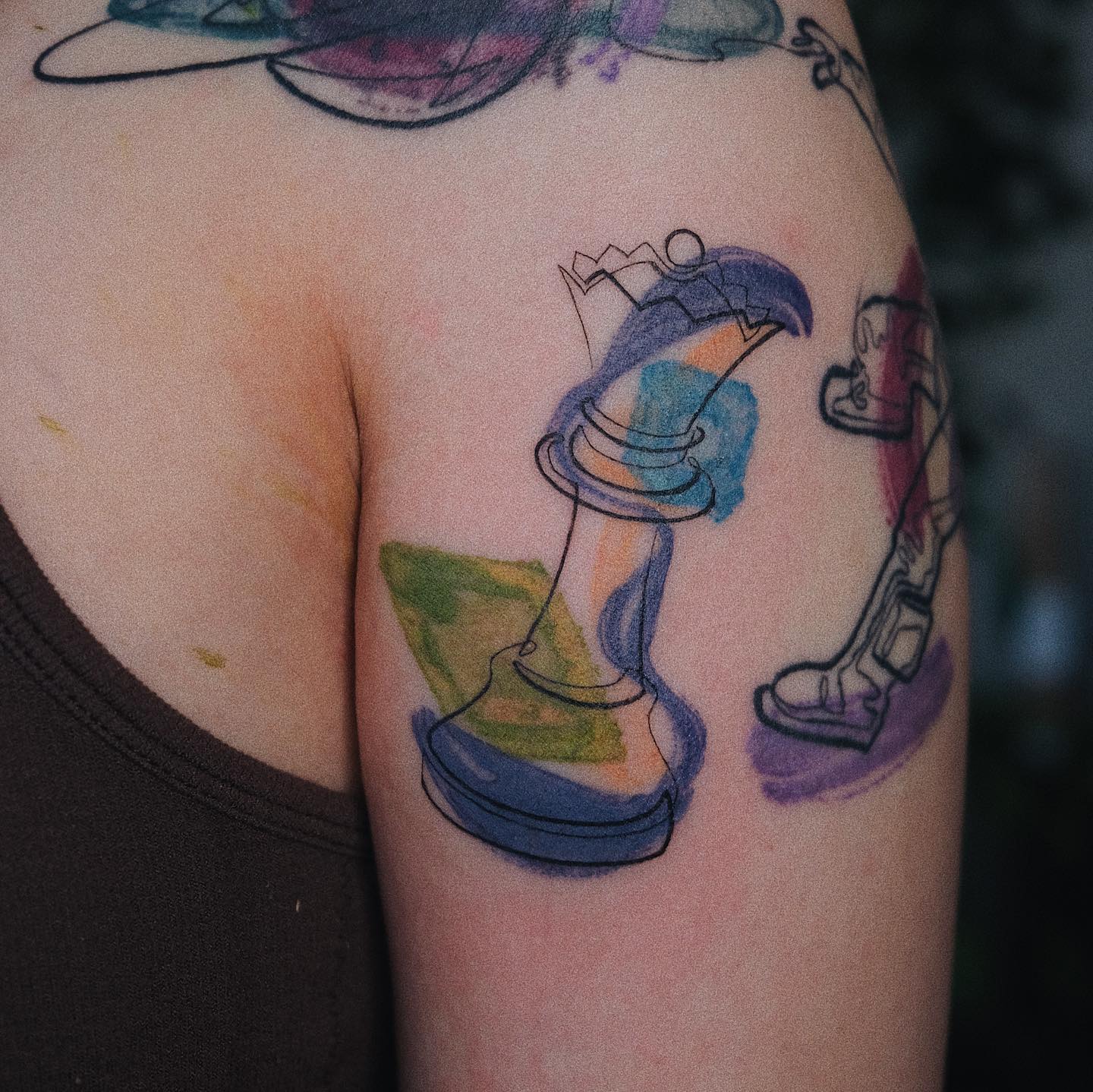 Tatuaje de ajedrez colorido