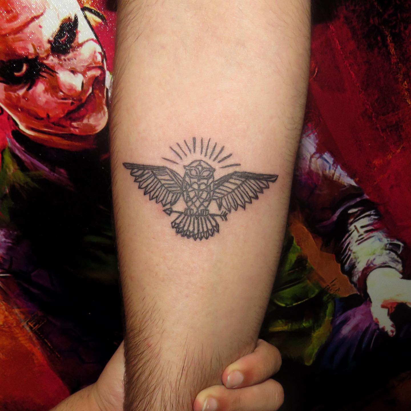 Tatuaje de búho pequeño para hombres