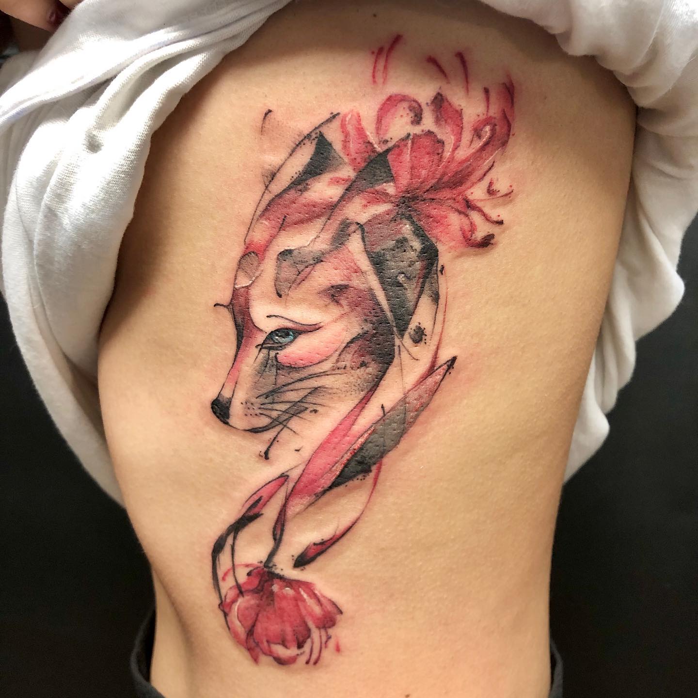 Lateral Estómago Zorro Tatuaje