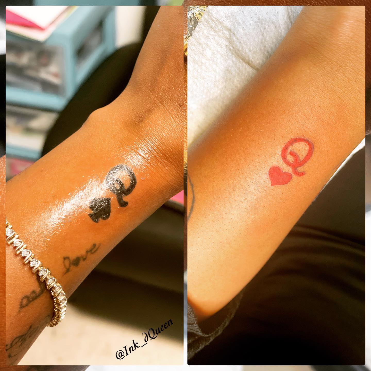 Tatuaje de la Reina de Picas Minimalista.