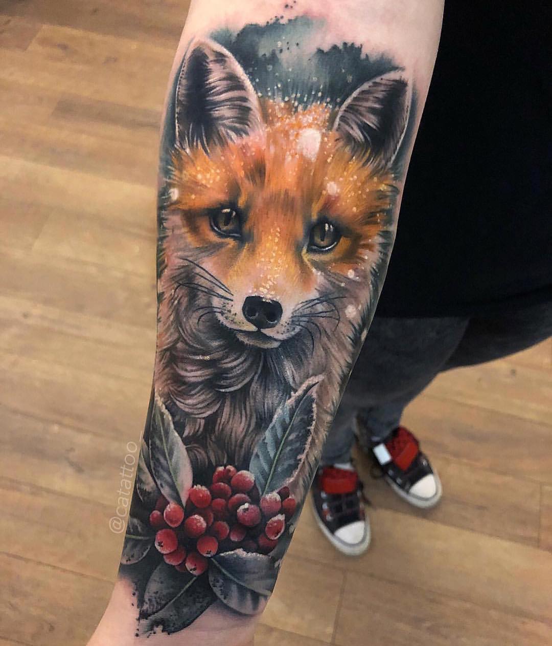 Tatuaje de zorro de arte realista