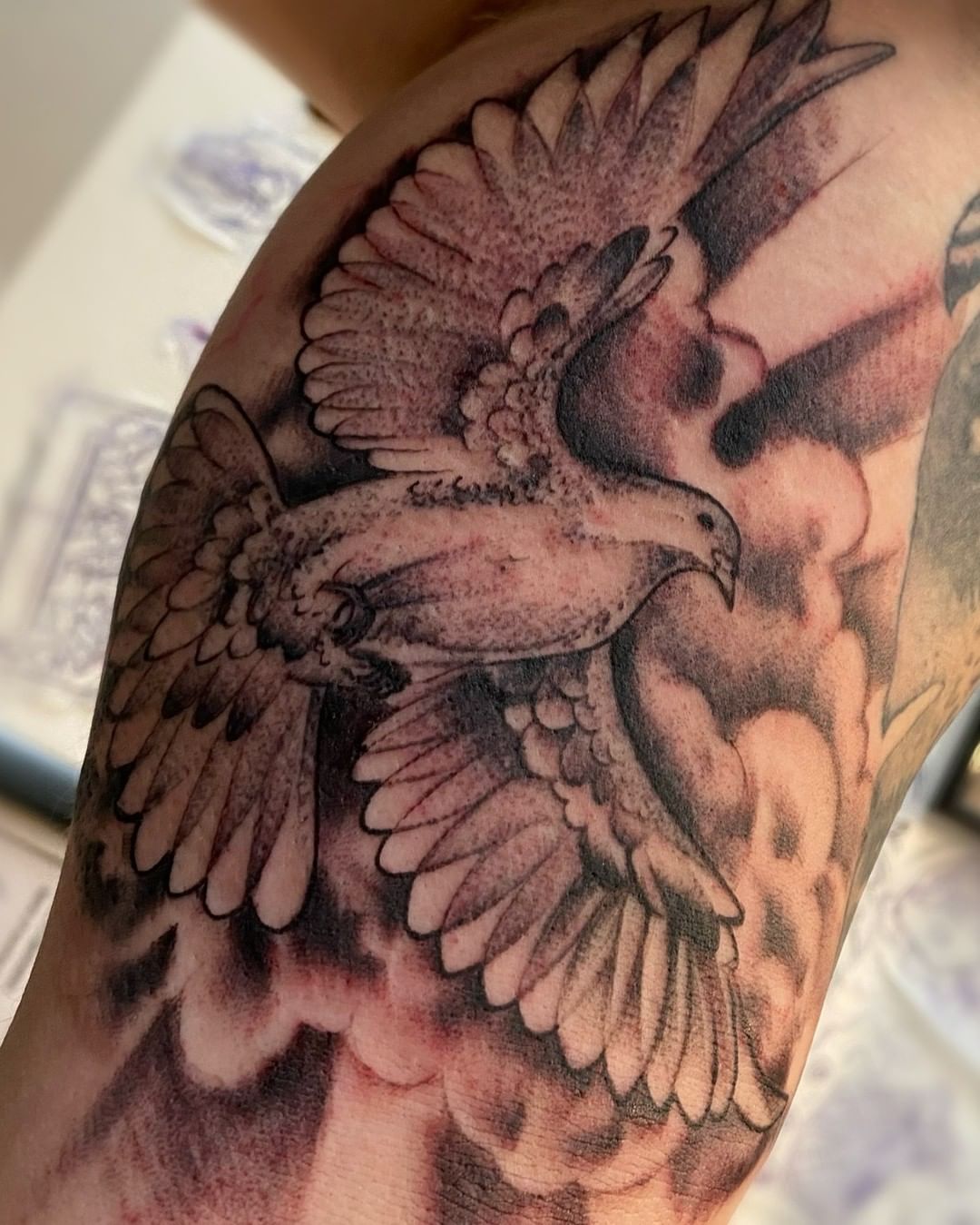Tatuaje de Paloma en Tinta Negra