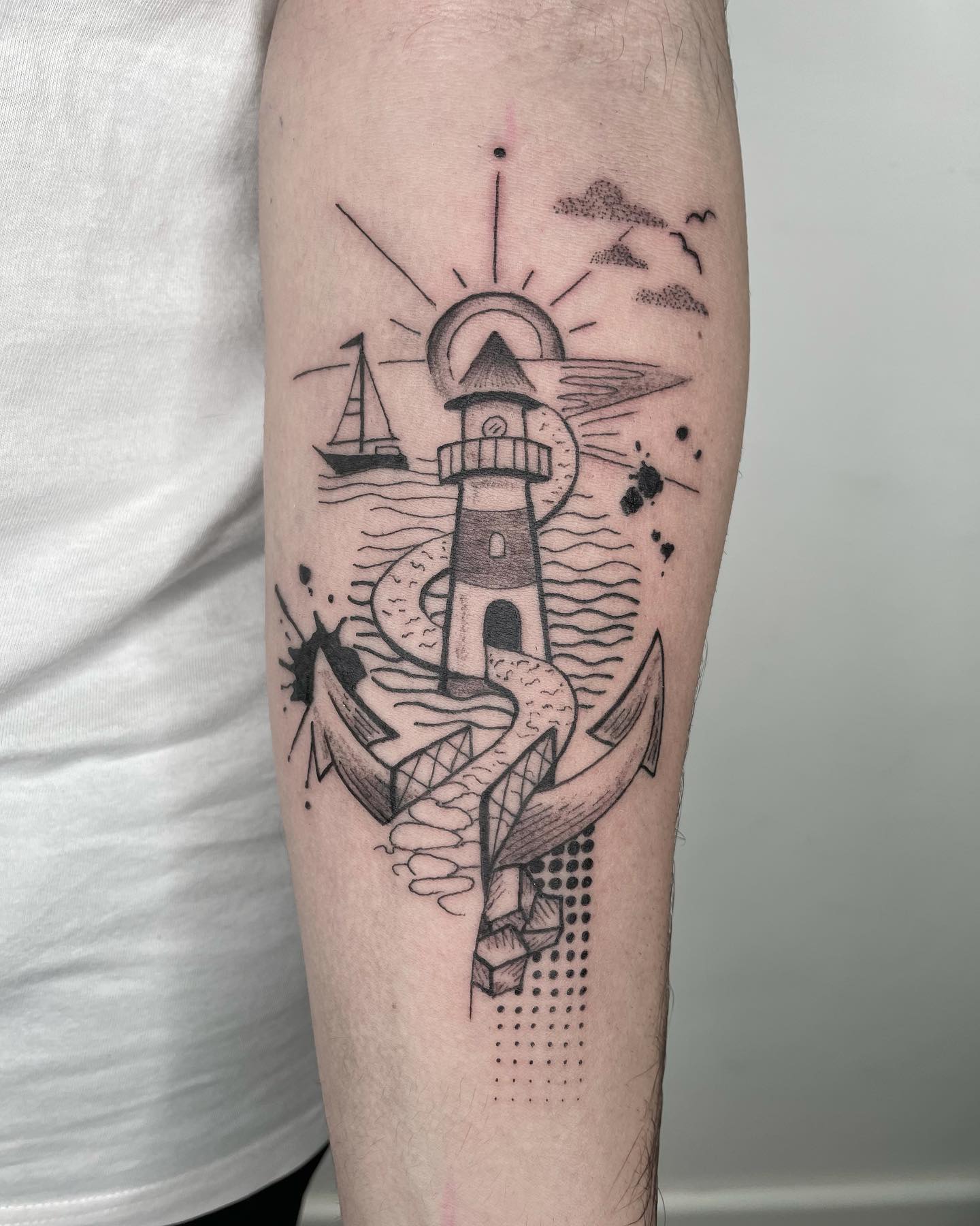 Tatuaje de Ancla Diseño Negro