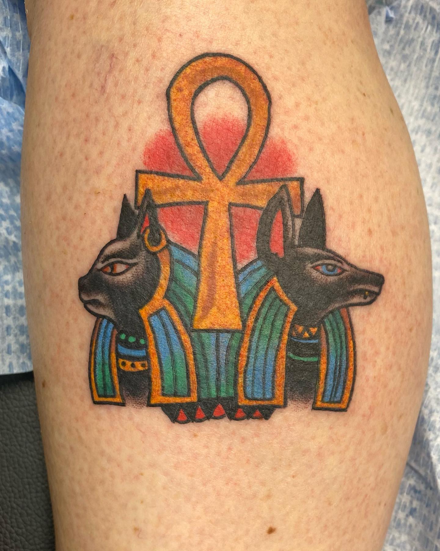 Tatuaje de Ankh Idea Azul