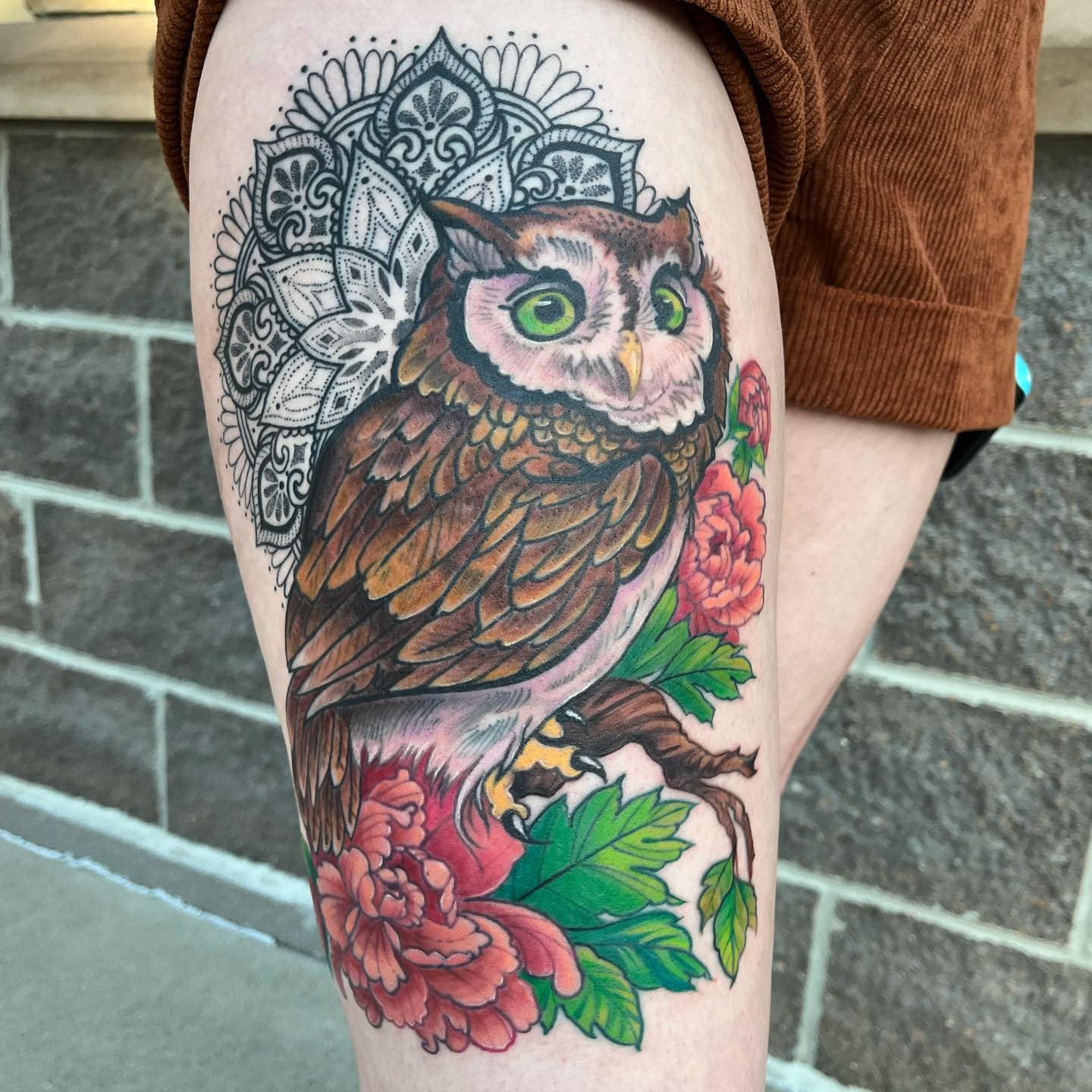 Tatuaje de búho Mandala
