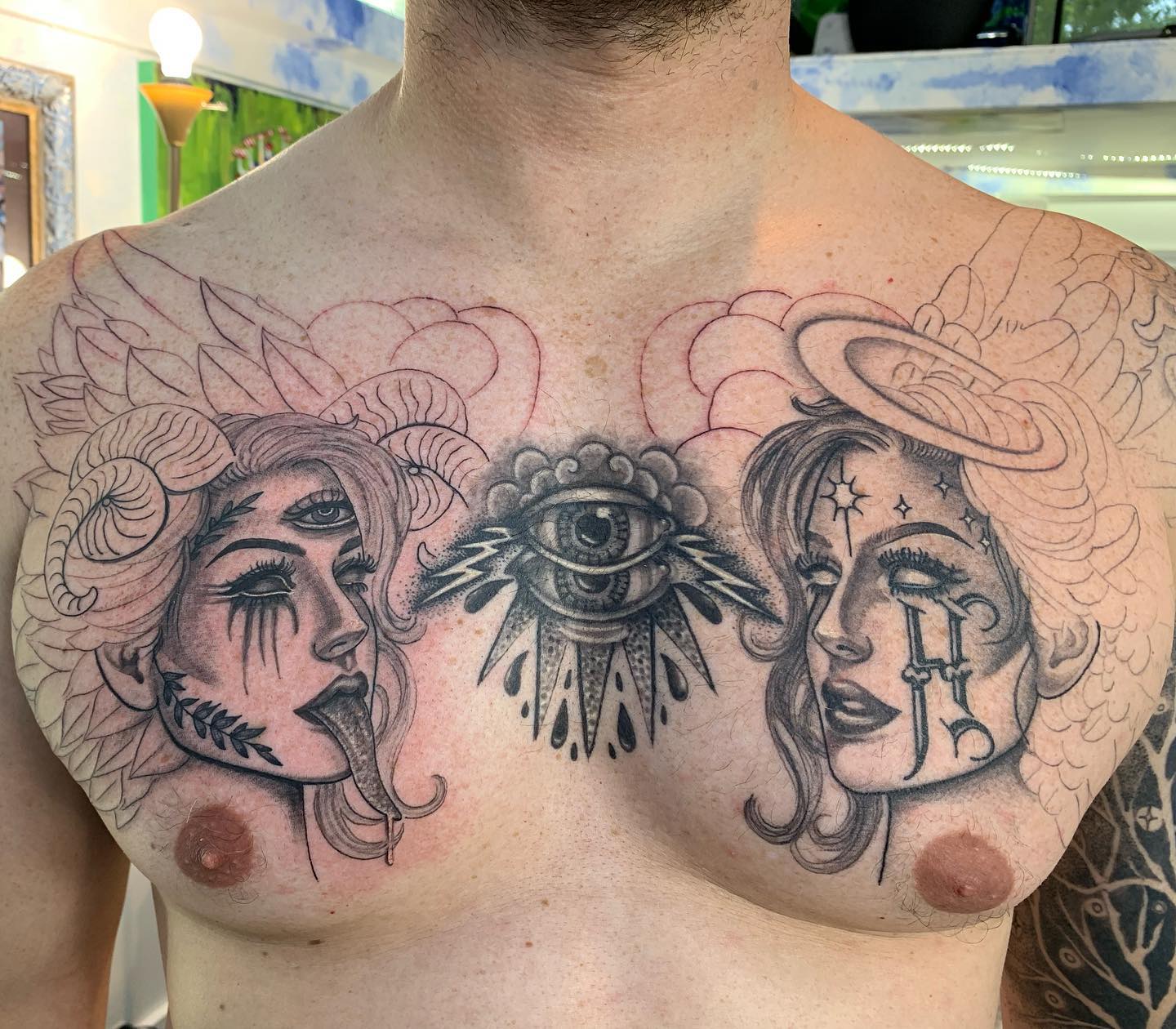 Pecho Ojo Malvado Tatuaje Para Hombres