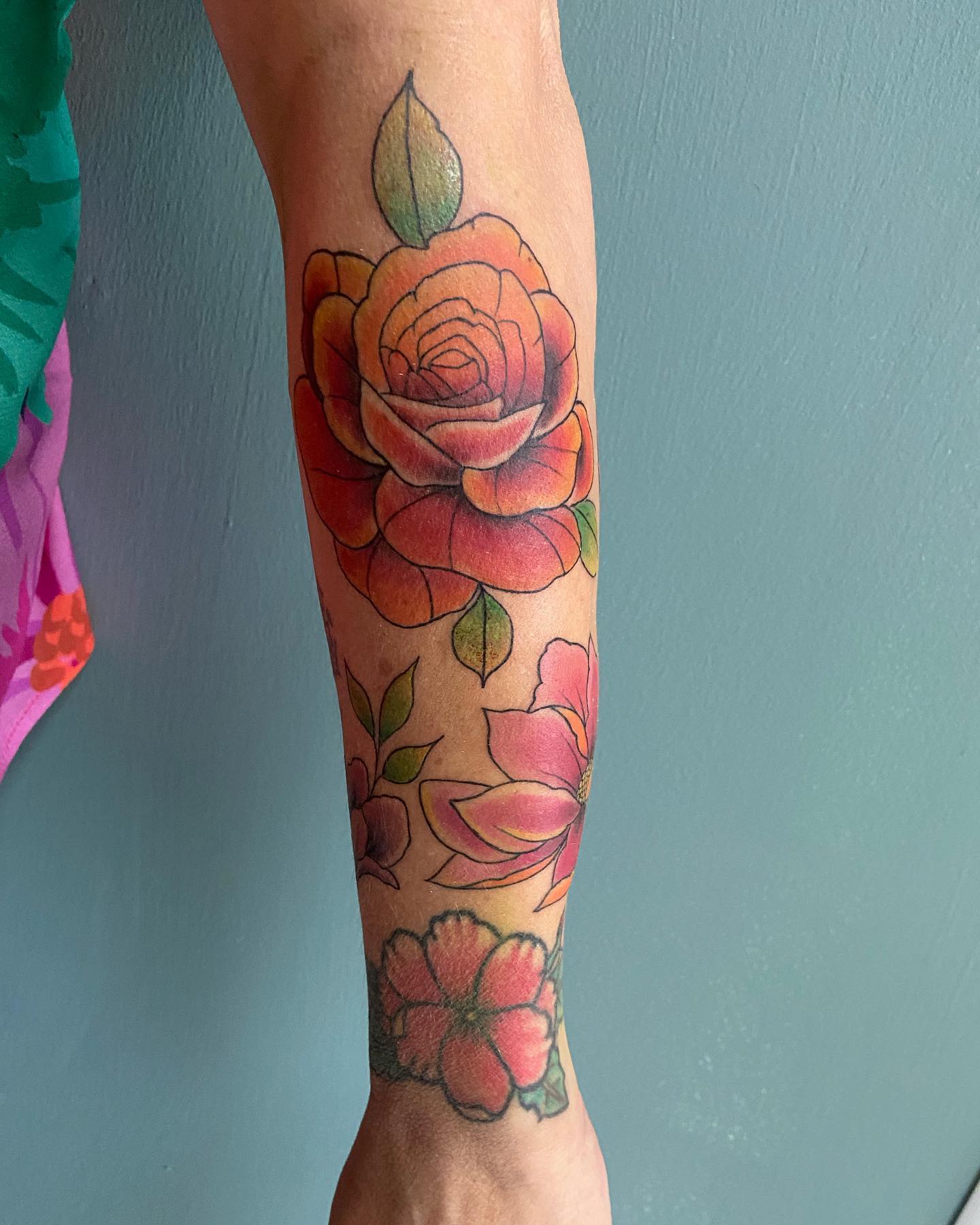 Tatuaje de media manga floral