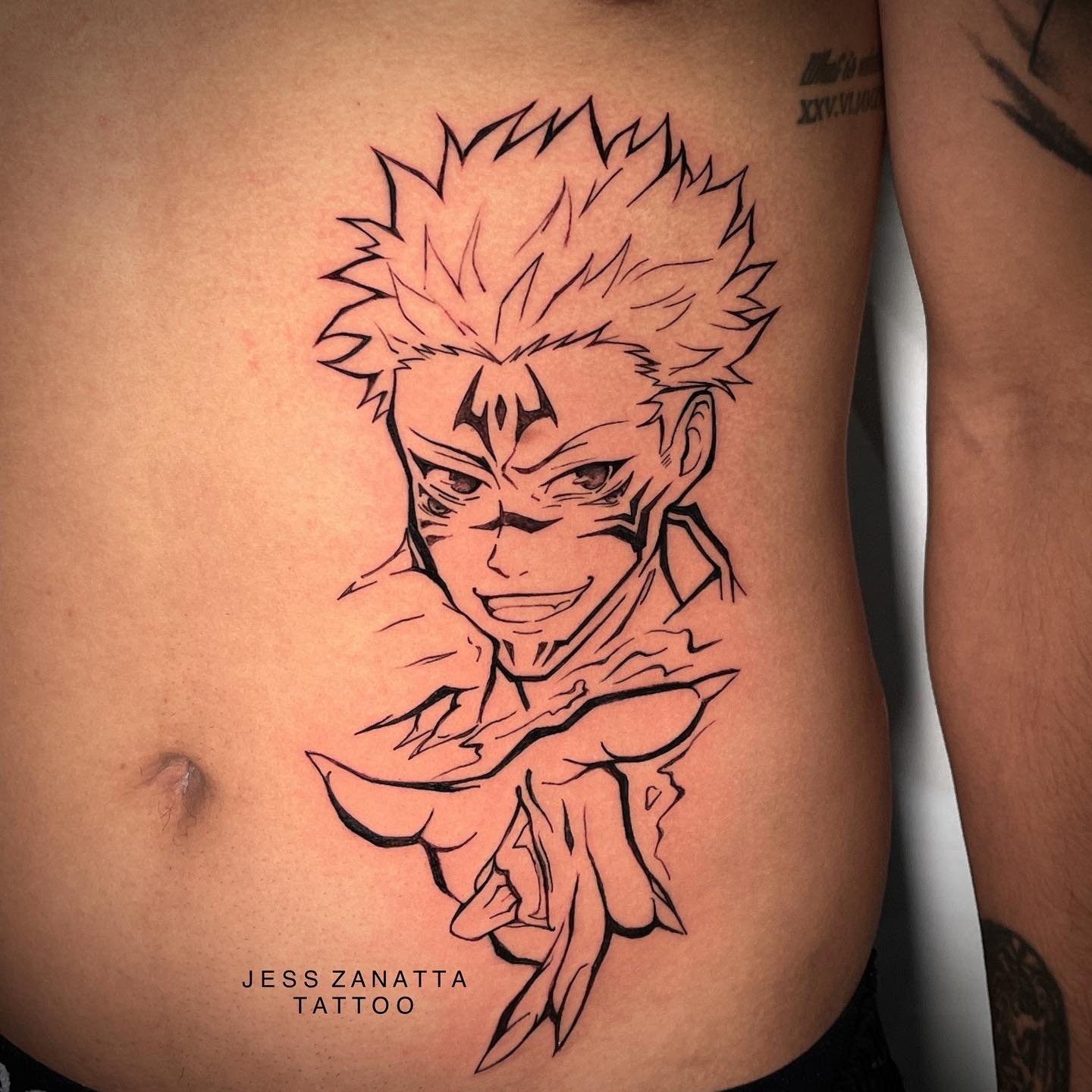 Lateral Estómago Tatuaje Sukuna
