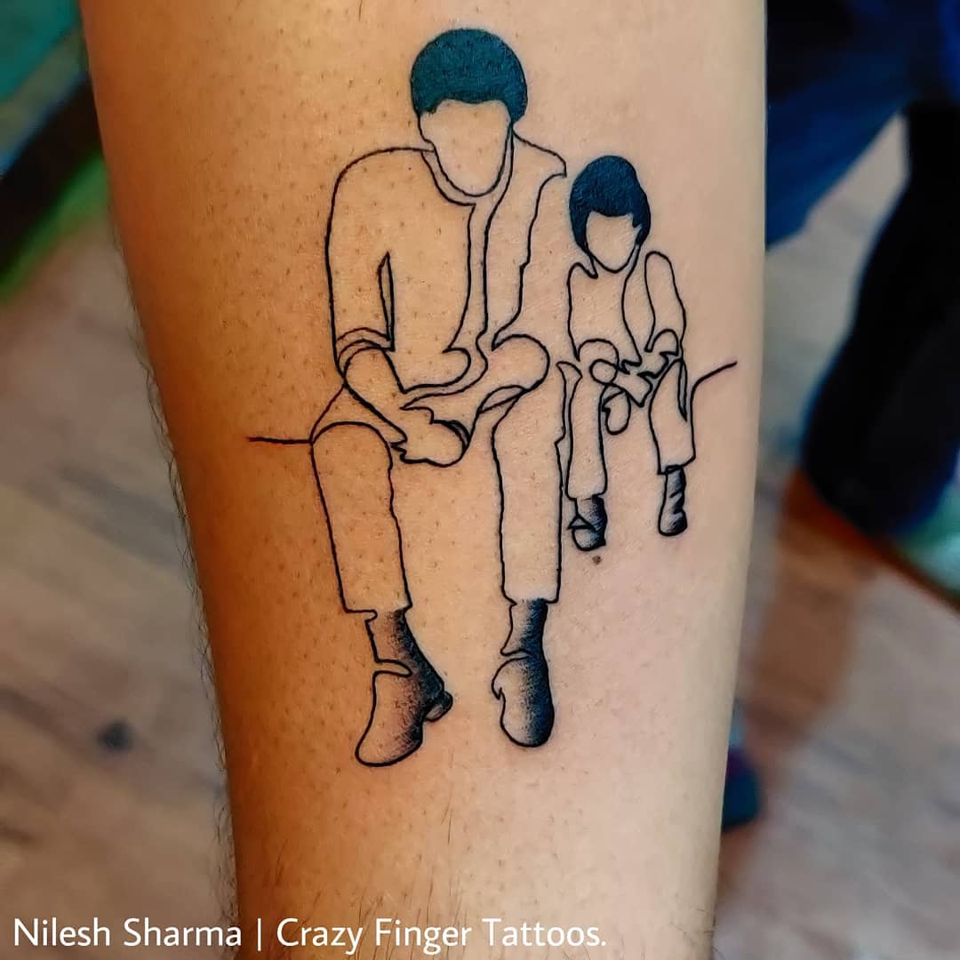 Línea de trabajo Tatuaje de Padre e Hijo