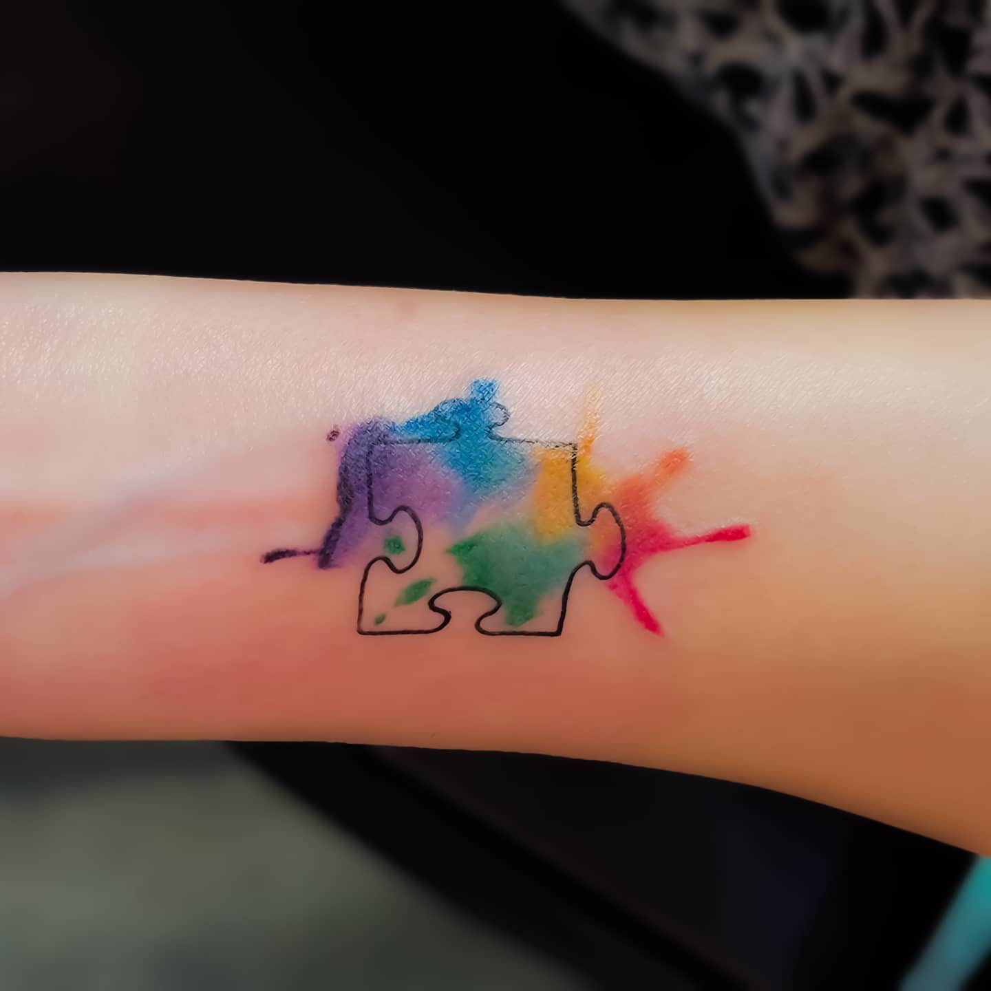 Pequeño, Brillante, Rompecabezas, Autismo, Tatuaje.