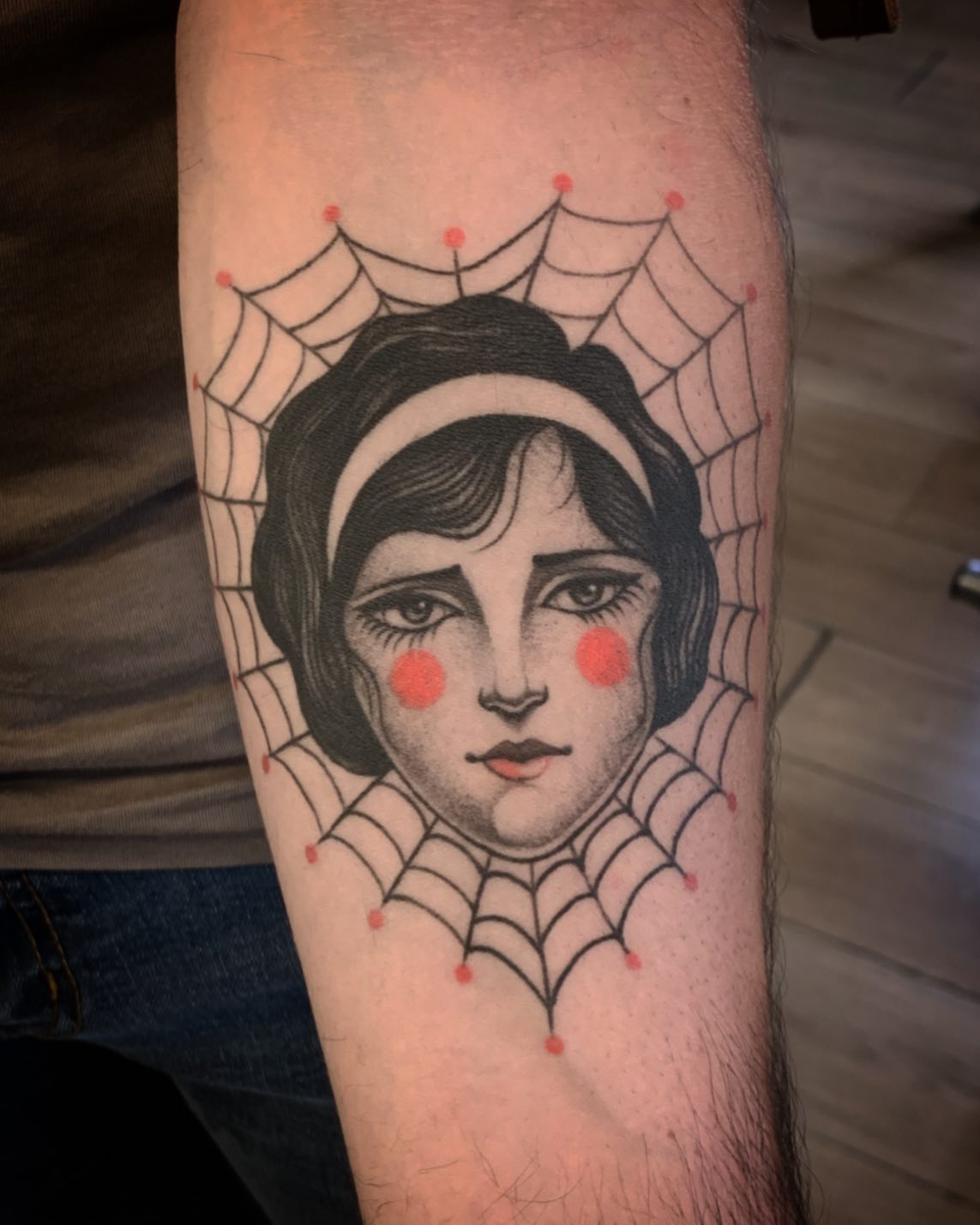 Retrato Tatuaje de Telaraña