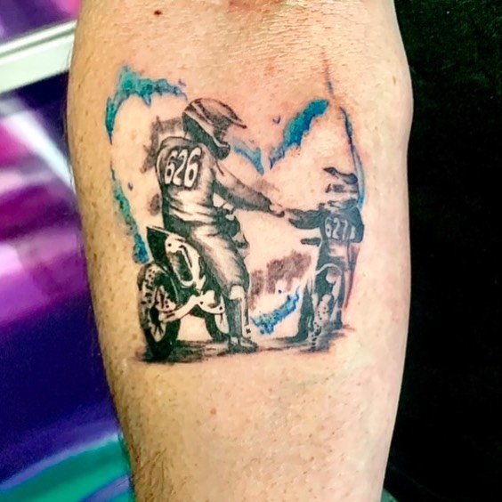 Tatuaje de Padre e Hijo Motociclistas