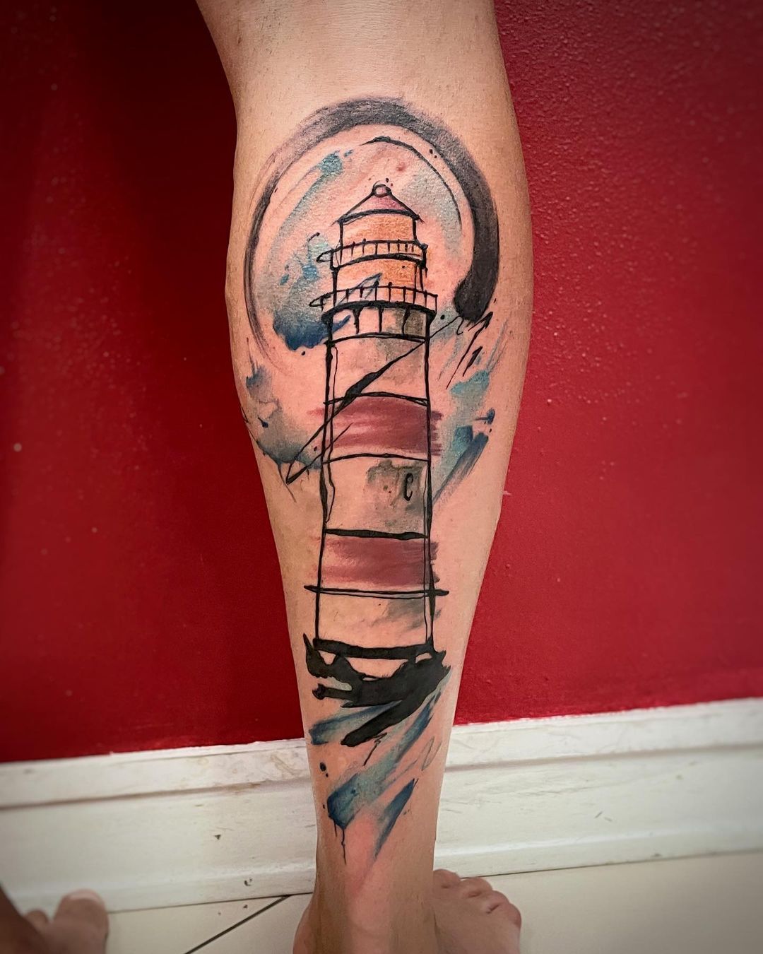 Pierna Faro Tinta Tatuaje