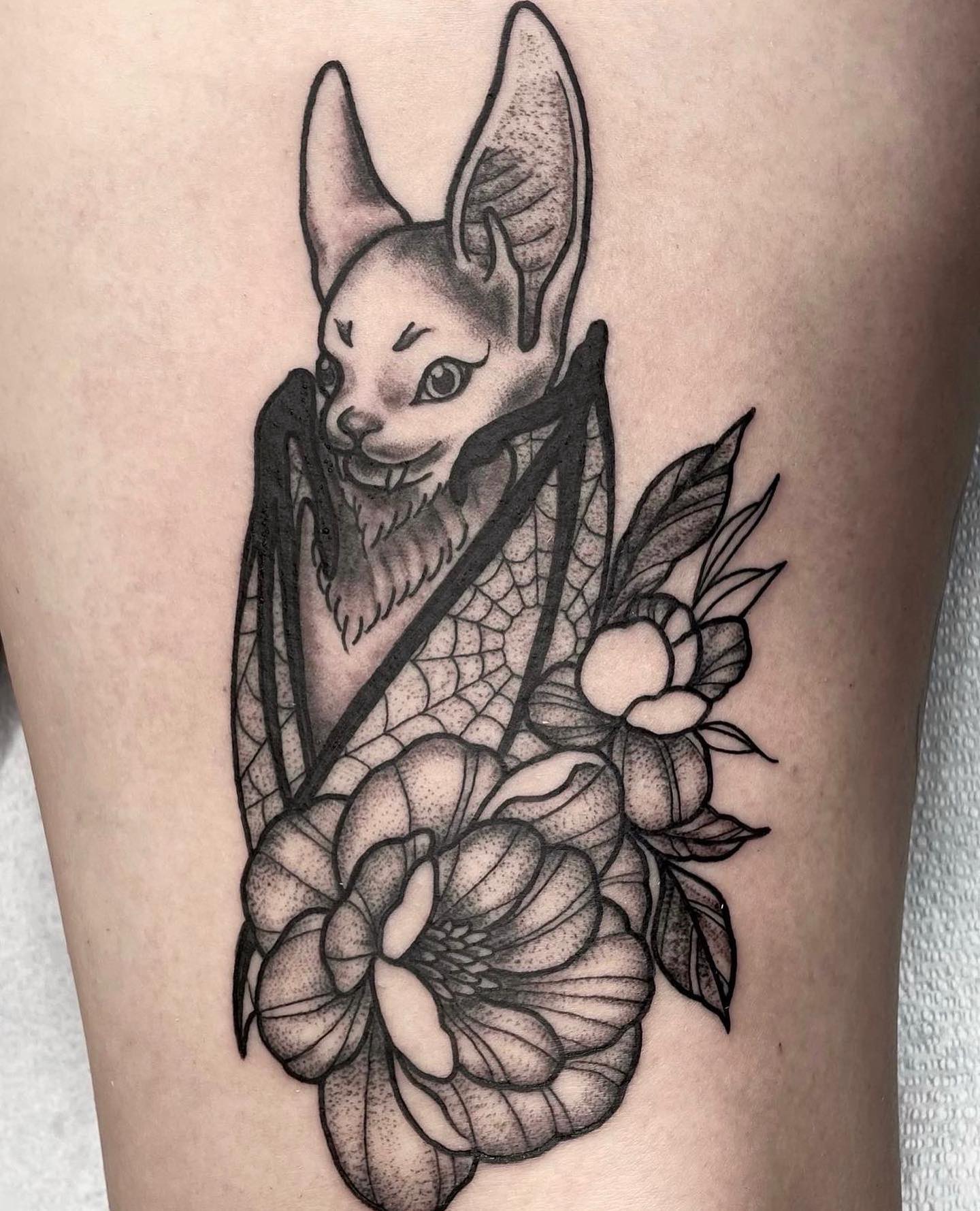 Tatuaje de Murciélago con Tinta Negra