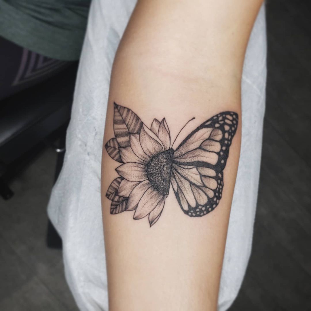 Flores y mariposas