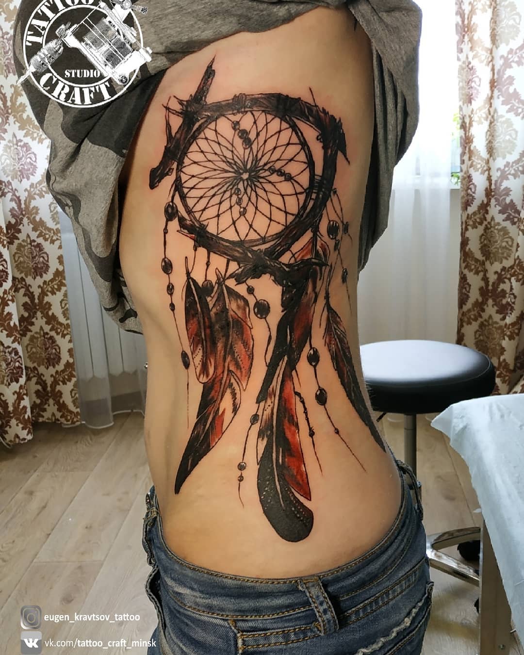 Costilla lateral Tatuaje atrapa sueños
